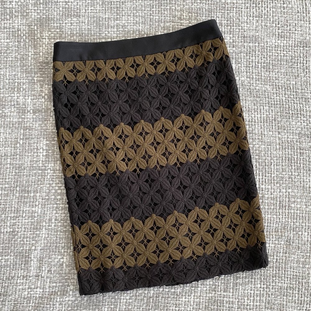Loft Black and Khaki Skirt, Sz 8